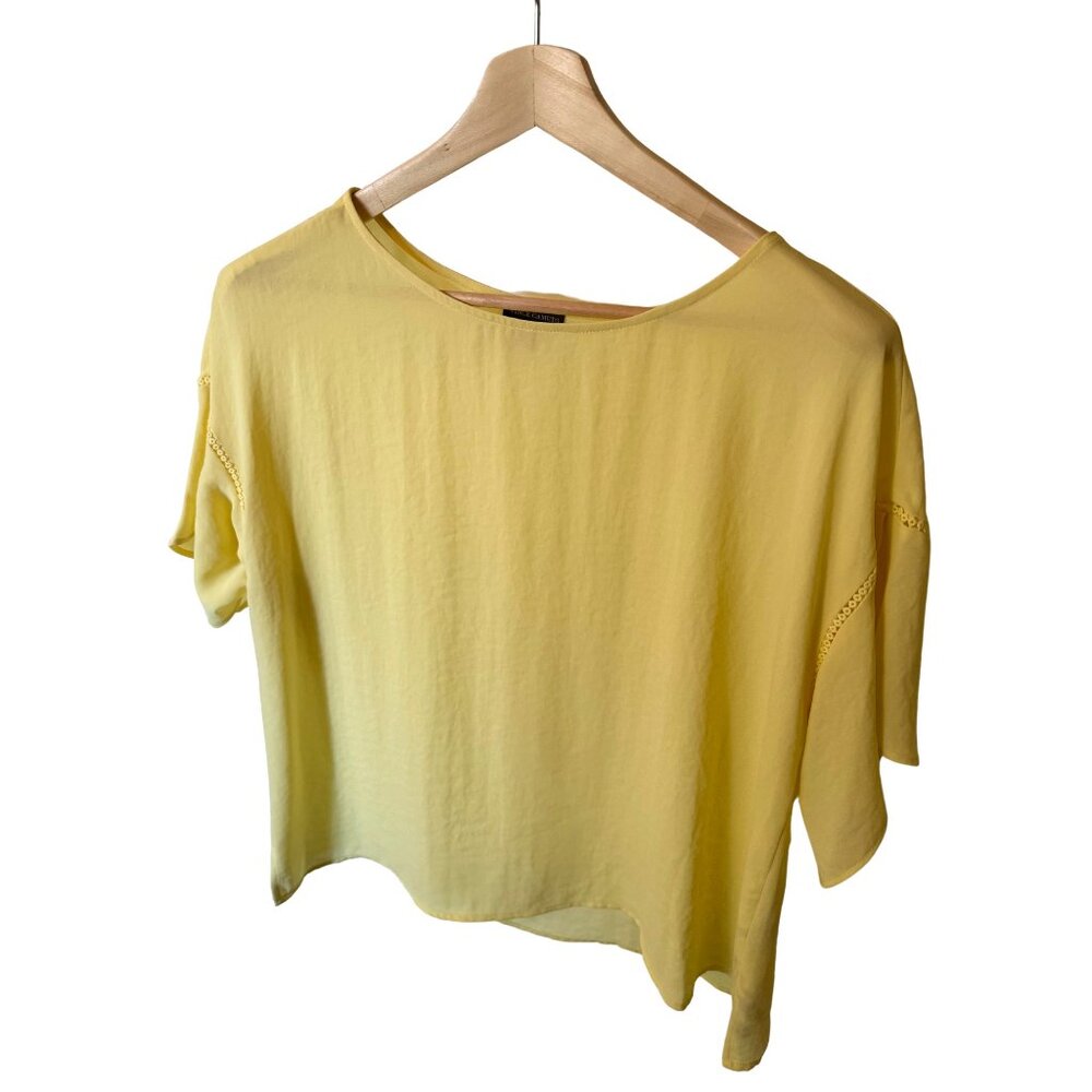 Vince Camuto Yellow Blouse with Flutter Sleeve - Size L